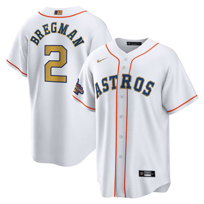 Men's Houston Astros Alex Bregman White/Gold 2023 Gold Collection Replica Player Jersey