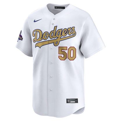 Men's Los Angeles Dodgers Mookie Betts White 2025 Gold Collection Limited Jersey